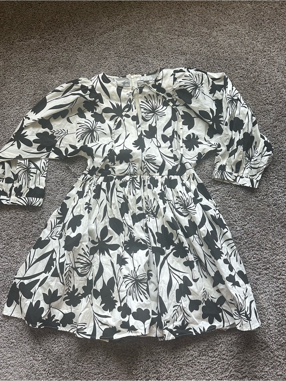 Nordstrom Black & White Floral Mini Dress